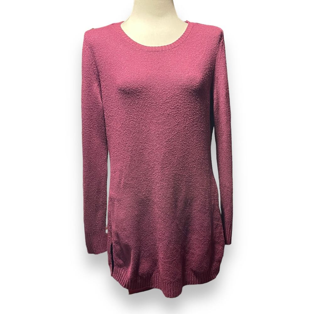 Free For All Long Tunic Sweater Burgundy Large
